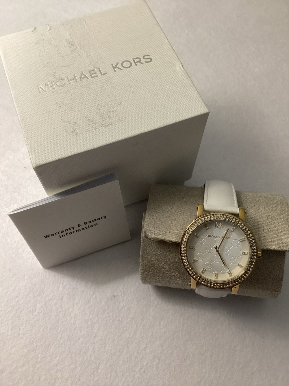 Michael Kors Corey Three-Hand White Leather Watch 38mm
